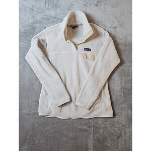 Patagonia Pullover Women's Large White Fleece T-Snap Sweater Fleece